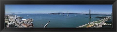 Framed Buildings at the waterfront, Golden Gate Bridge, San Francisco Bay, San Francisco, California, USA Print