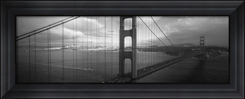 Framed High angle view of a bridge across the sea, Golden Gate Bridge, San Francisco, California Print