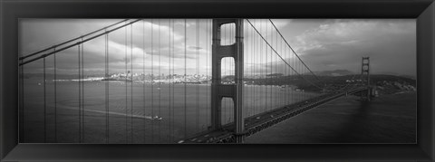 Framed High angle view of a bridge across the sea, Golden Gate Bridge, San Francisco, California Print