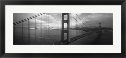Framed High angle view of a bridge across the sea, Golden Gate Bridge, San Francisco, California Print