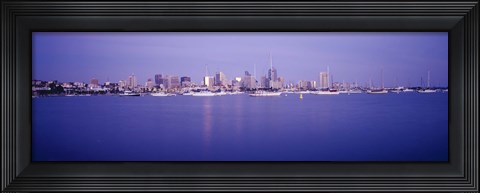 Framed San Diego Waterfront with Purple Sky Print