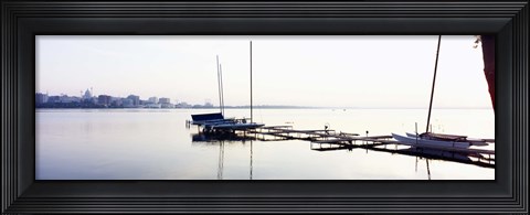Framed Boats at a harbor, Lake Monona, Madison, Dane County, Wisconsin, USA Print