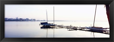 Framed Boats at a harbor, Lake Monona, Madison, Dane County, Wisconsin, USA Print