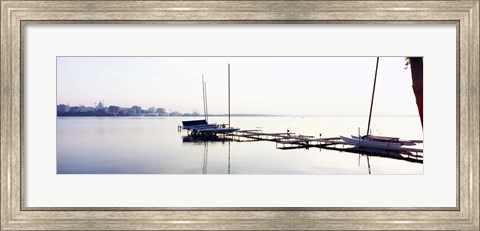 Framed Boats at a harbor, Lake Monona, Madison, Dane County, Wisconsin, USA Print