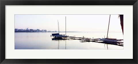 Framed Boats at a harbor, Lake Monona, Madison, Dane County, Wisconsin, USA Print