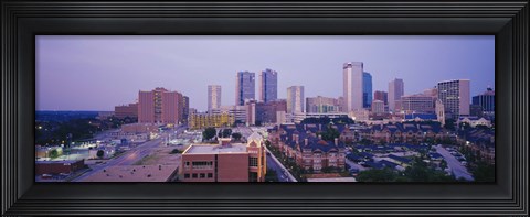 Framed Skyscrapers in a city at dusk, Fort Worth, Texas, USA Print