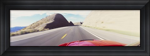 Framed Car on a road, outside Las Vegas, Nevada, USA Print