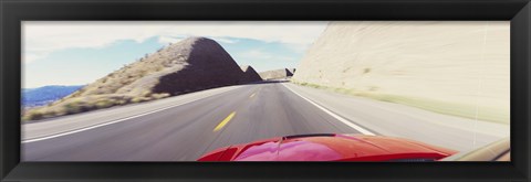 Framed Car on a road, outside Las Vegas, Nevada, USA Print