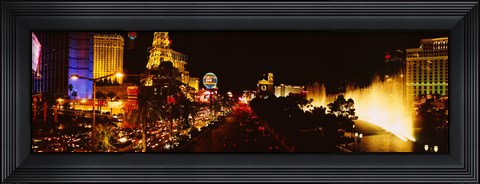 Framed Strip Lit Up at Night, Las Vegas, Nevada, USA Print