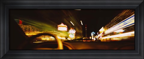 Framed Car on a road at night, Las Vegas, Nevada, USA Print