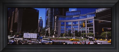 Framed Traffic on the road in front of buildings, Columbus Circle, Manhattan, New York City, New York State, USA Print