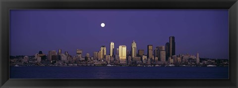 Framed Full moon over Seattle, Washington State Print