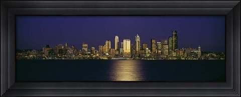 Framed Skyscrapers at the waterfront, Elliott Bay, Seattle, Washington State Print