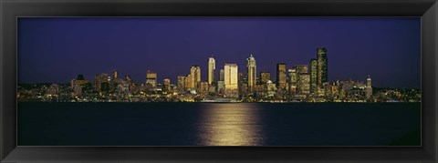 Framed Skyscrapers at the waterfront, Elliott Bay, Seattle, Washington State Print