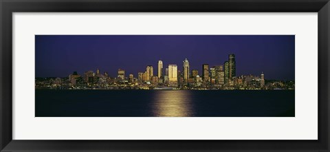 Framed Skyscrapers at the waterfront, Elliott Bay, Seattle, Washington State Print