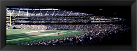 Framed Baseball players playing baseball in a stadium, Safeco Field, Seattle, King County, Washington State, USA Print