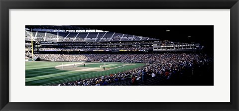 Framed Baseball players playing baseball in a stadium, Safeco Field, Seattle, King County, Washington State, USA Print