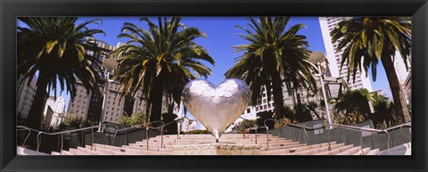 Framed Low angle view of a heart shape sculpture on the steps, Union Square, San Francisco, California, USA Print