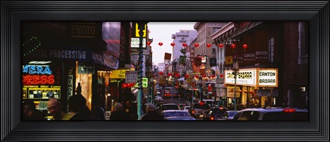 Framed Traffic on a road, Grant Avenue, Chinatown, San Francisco, California, USA Print