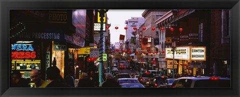 Framed Traffic on a road, Grant Avenue, Chinatown, San Francisco, California, USA Print