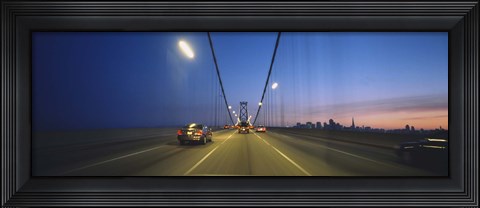 Framed Bay Bridge with Cars at Night, San Francisco, California Print