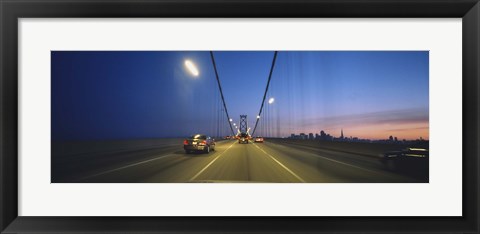 Framed Bay Bridge with Cars at Night, San Francisco, California Print