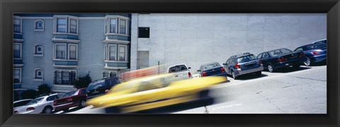 Framed Cars parked on the roadside, San Francisco, California, USA Print