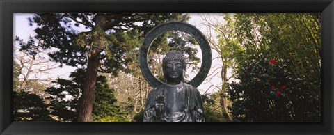 Framed Statue of Buddha in a park, Japanese Tea Garden, Golden Gate Park, San Francisco, California, USA Print