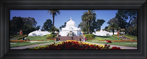 Framed Tourists in a formal garden, Conservatory of Flowers, Golden Gate Park, San Francisco, California, USA Print
