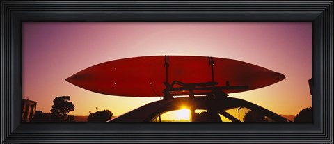 Framed Close-up of a kayak on a car roof at sunset, San Francisco, California Print