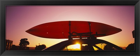 Framed Close-up of a kayak on a car roof at sunset, San Francisco, California Print