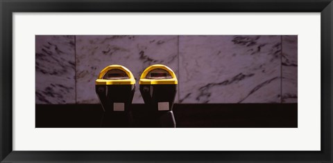 Framed Close-up of two expired parking meters, San Francisco, California, USA Print