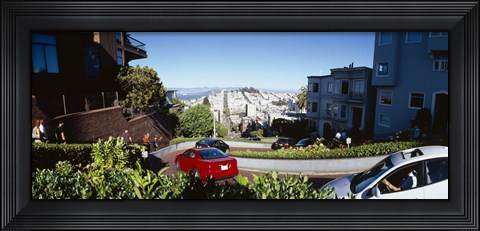 Framed Cars on a street, Lombard Street, San Francisco, California, USA Print