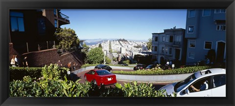 Framed Cars on a street, Lombard Street, San Francisco, California, USA Print