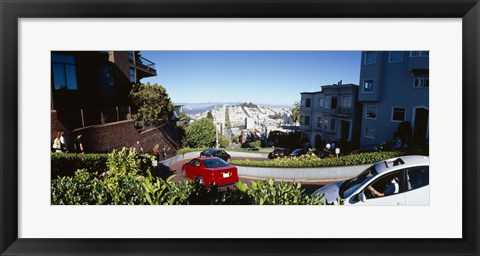 Framed Cars on a street, Lombard Street, San Francisco, California, USA Print