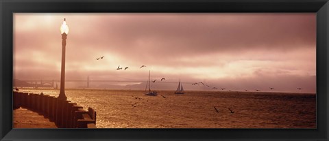 Framed Sailboats in the sea, San Francisco Bay, Golden Gate Bridge, San Francisco, California, USA Print