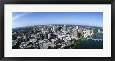 Framed Aerial view of a city, Austin,Texas Print