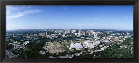 Framed Aerial view of a city, Austin, Travis County, Texas Print