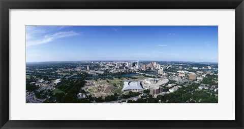 Framed Aerial view of a city, Austin, Travis County, Texas Print