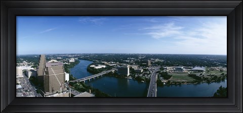 Framed High angle view of a river passing through a city, Austin, Texas, USA Print