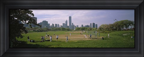 Framed Group of people playing baseball in a park, Grant Park, Chicago, Cook County, Illinois, USA Print