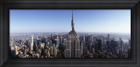 Framed Aerial view of a cityscape, Empire State Building, Manhattan, New York City, New York State, USA Print