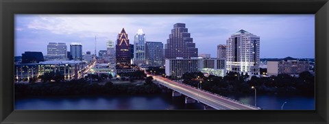 Framed Bridge across a lake, Town Lake, Colorado River, Austin, Texas, USA Print