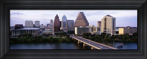 Framed High angle view of a boat in a reservoir, Lady Bird Lake, Colorado River, Austin, Travis County, Texas, USA Print