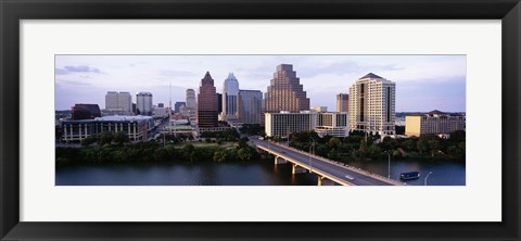 Framed High angle view of a boat in a reservoir, Lady Bird Lake, Colorado River, Austin, Travis County, Texas, USA Print