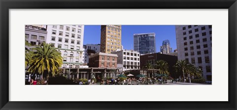 Framed Low angle view of buildings at a town square, Union Square, San Francisco, California, USA Print