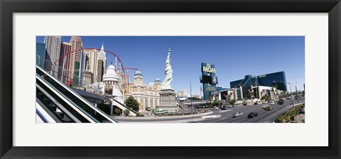 Framed Buildings in a city, New York New York Hotel, MGM Casino, The Strip, Las Vegas, Clark County, Nevada, USA Print