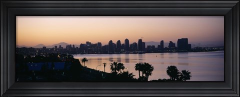 Framed Silhouette of buildings at the waterfront, San Diego, San Diego Bay, San Diego County, California, USA Print