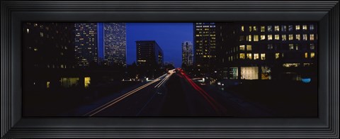 Framed Buildings lit up at night, Century City, Los Angeles, California, USA Print