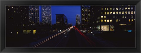 Framed Buildings lit up at night, Century City, Los Angeles, California, USA Print